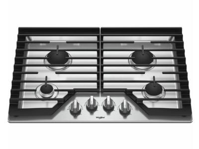 30" Whirlpool Gas Cooktop With EZ-2-Lift Hinged Cast-Iron Grates - WCG55US0HS