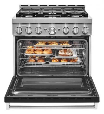 36" KitchenAid 5.1 Cu. Ft. Smart Commercial-Style Gas Range With 6 Burners - KFGC506JBK